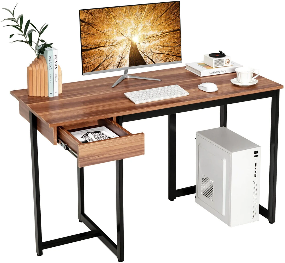 Promotion 48" Kompiuterio stalas su metaliniu rėmu Riešutų