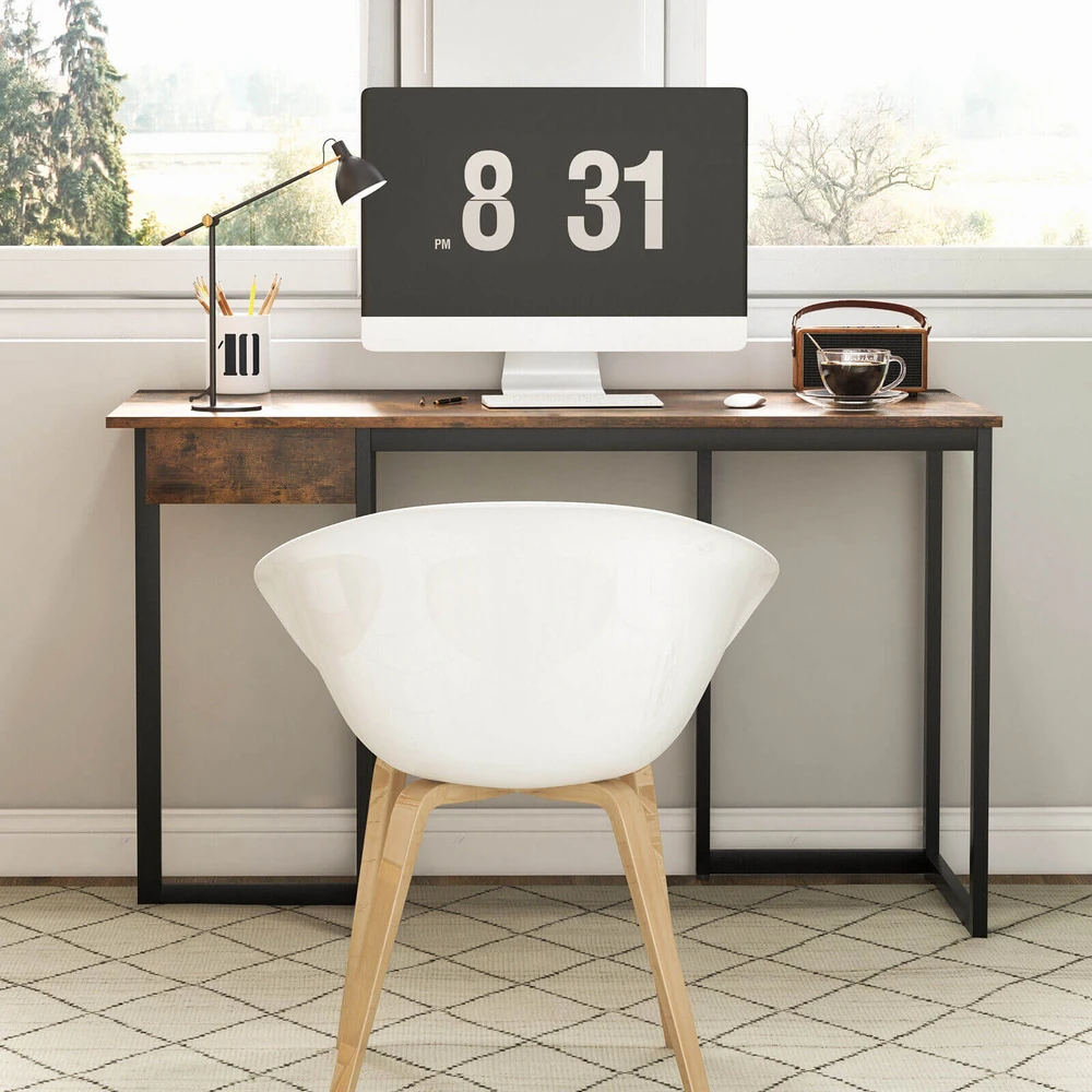 Promotion 48" Kompiuterio stalas su metaliniu rėmu Rudas