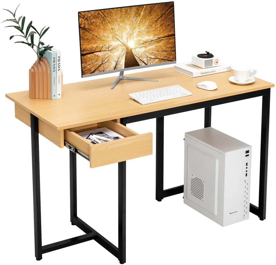 Promotion 48" Kompiuterio stalas su metaliniu rėmu Natūrali