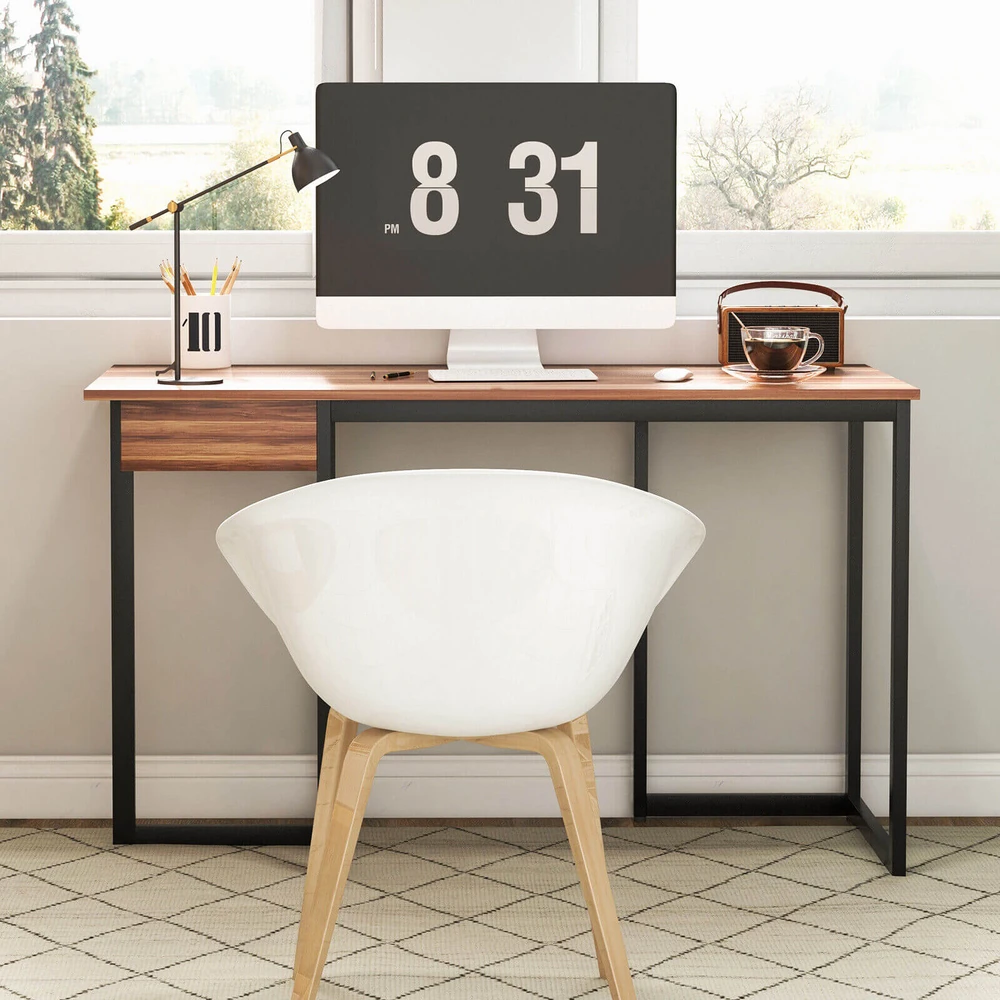 Promotion 48" Kompiuterio stalas su metaliniu rėmu Riešutų