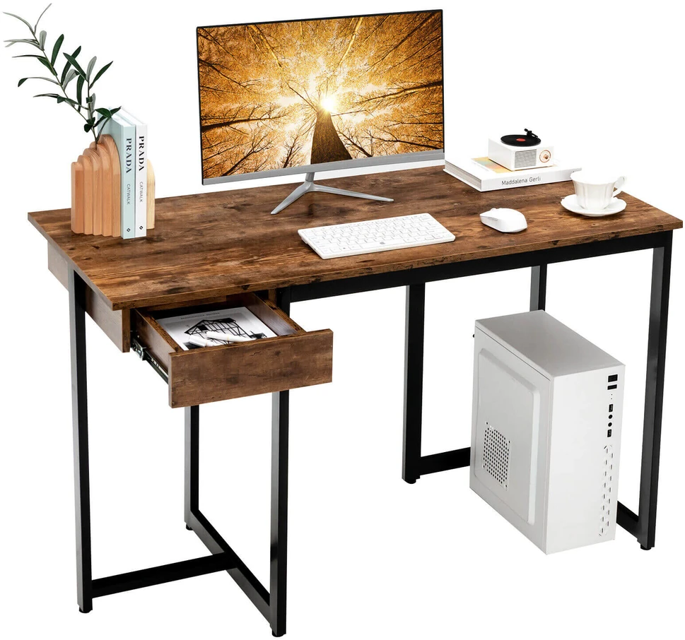 Promotion 48" Kompiuterio stalas su metaliniu rėmu Rudas