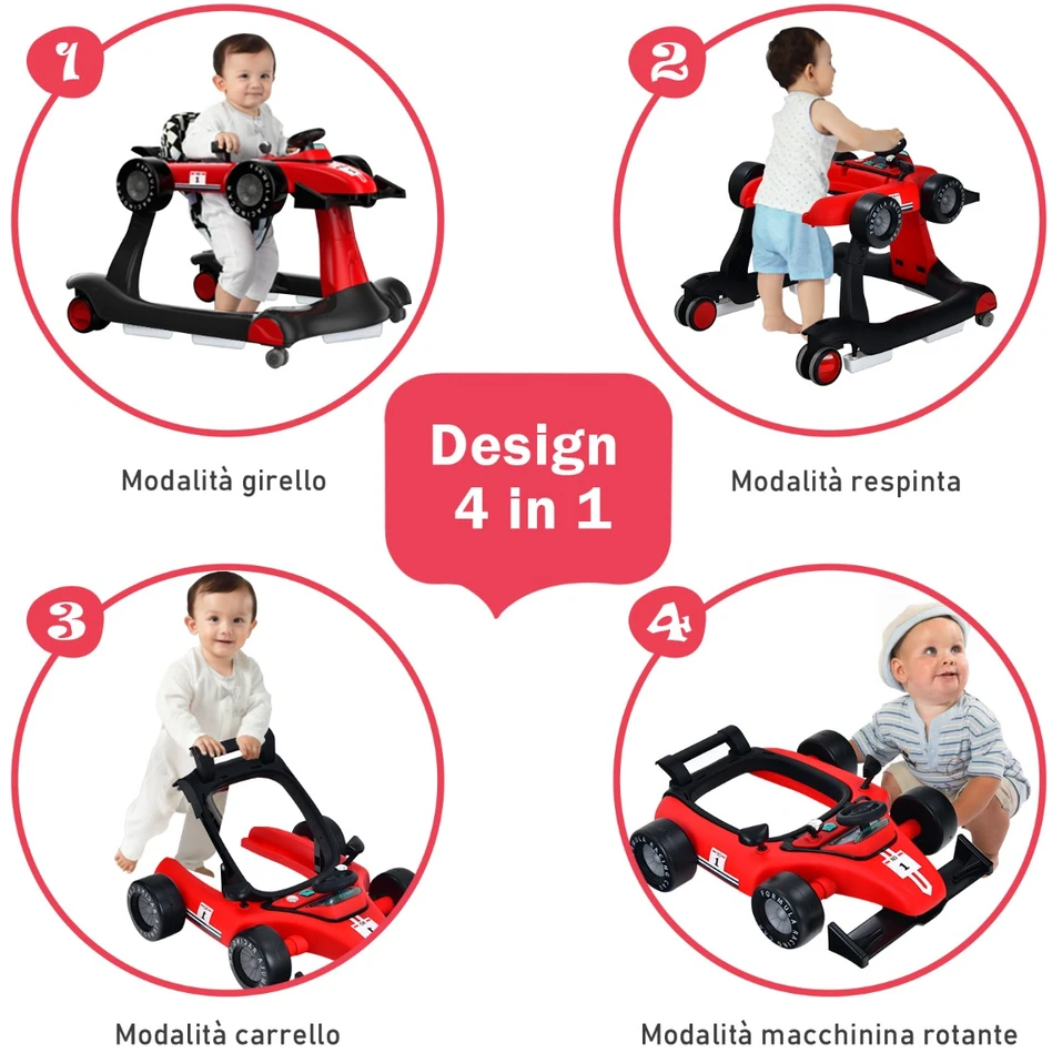 Promotion 4in1 sulankstomas vaikštynė raudona