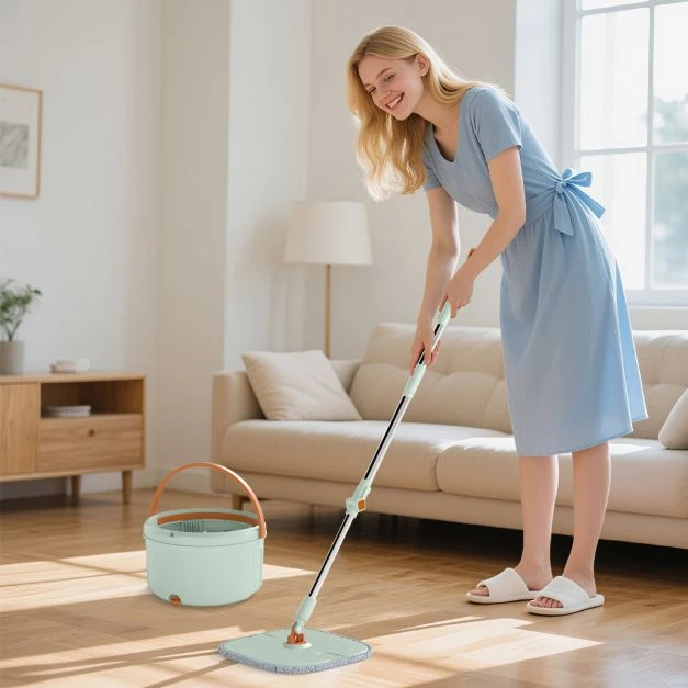 Promotion 4L grindų šluota su kibiru ir gręžimo sistema, žalia