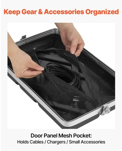 VEVOR 4U rack dėklas, ABS, 48 cm gylis, skirtas stiprintuvams ir DJ mikseriams