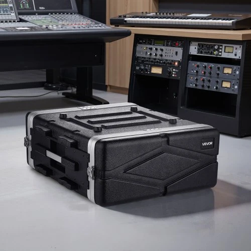 VEVOR 4U rack dėklas, ABS, 48 cm gylis, skirtas stiprintuvams ir DJ mikseriams