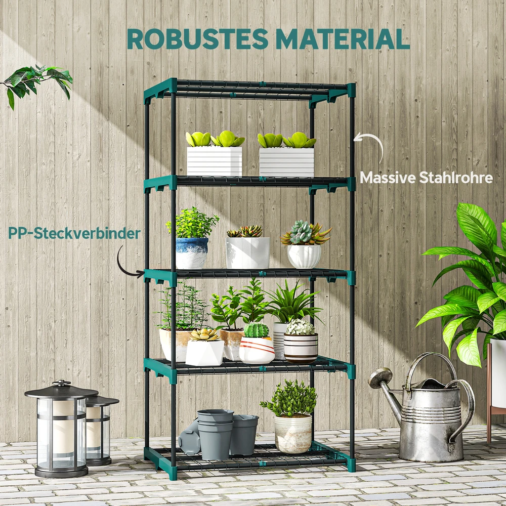 Aosom 5 aukštų augalų stovas, 138 cm aukščio, tamsiai žalias