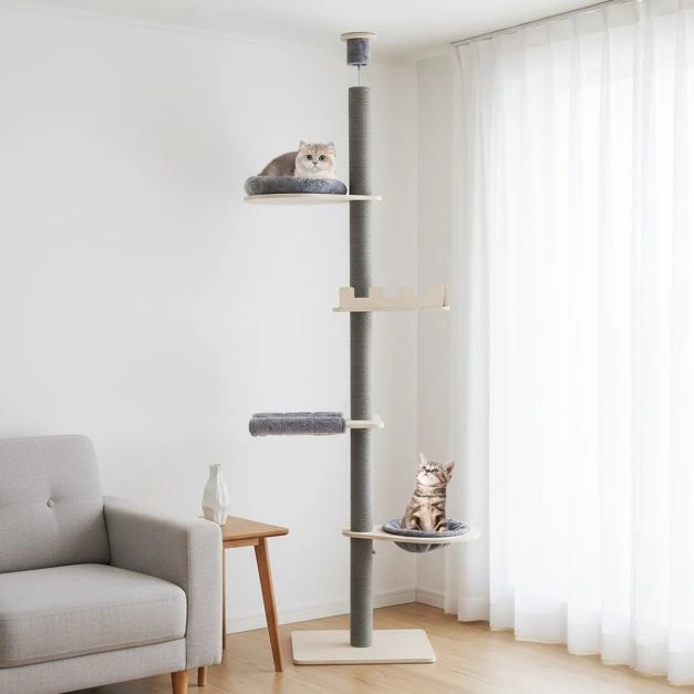 Promotion 5 aukštų medinis kačių medis su reguliuojamu aukščiu
