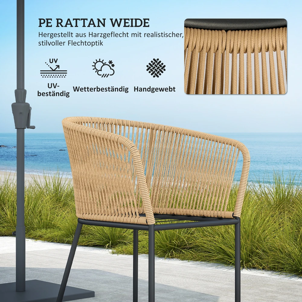 Lauko baldų komplektas Aosom 5 dalių sodo baldų komplektas, 4 kėdės, 1 stalas, PE rotangas, plieno rėmas, plaunami pagalvių užvalkalai, khaki