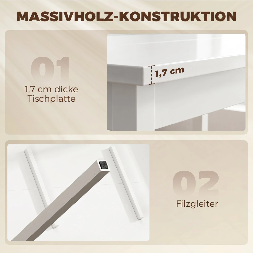 Aosom 5 dalių valgomojo komplektas 4 asmenims, stačiakampis stalas ir 4 kėdės, baltas