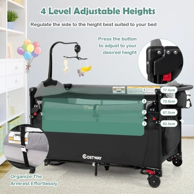 Promotion 5-in-1 sulankstoma kūdikio lovelė juoda