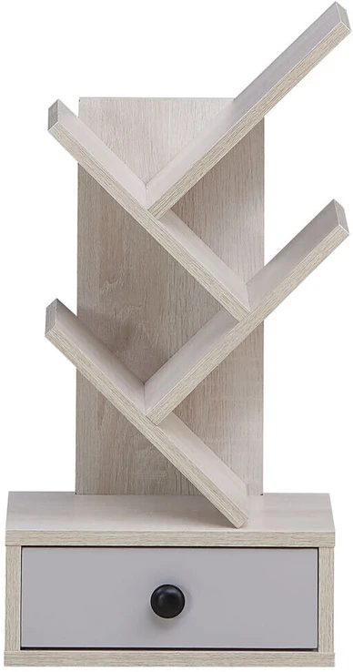 Promotion 5 lentynų medinė knygų spinta su stalčiumi smėlio spalvos