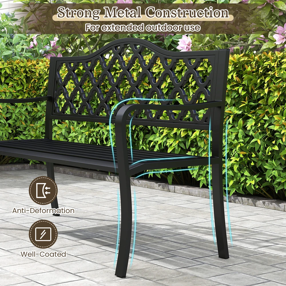 Promotion 50.5" Juoda metalinė terasa 2-3 vietų suoliukas