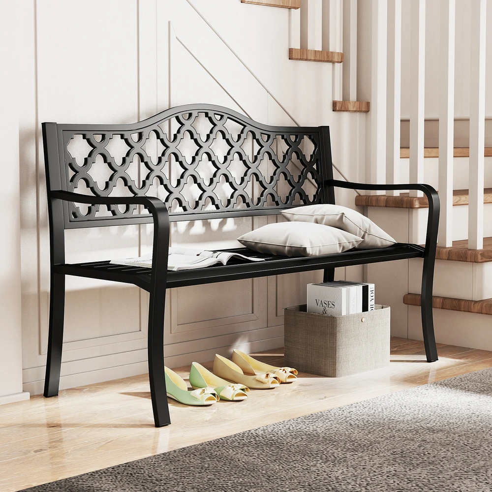 Promotion 50.5" Juoda metalinė terasa 2-3 vietų suoliukas