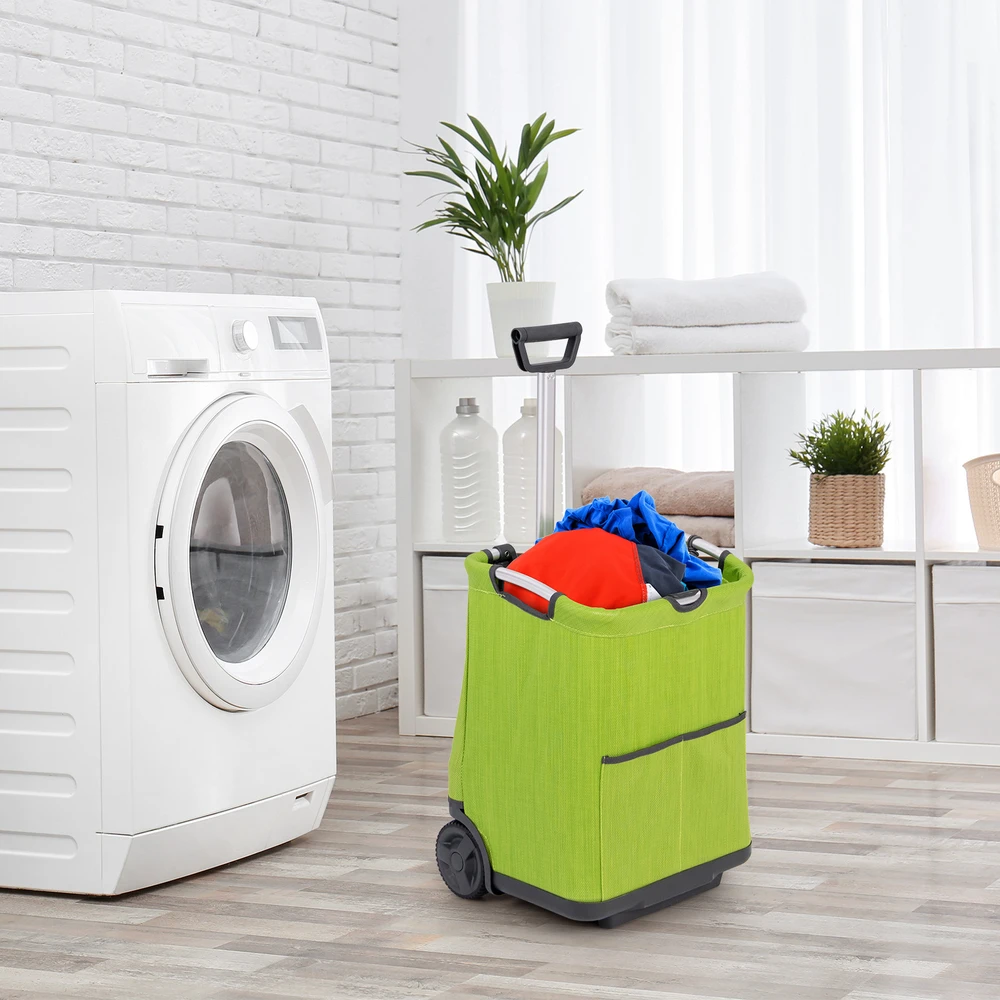 Promotion 50L Sulankstomas Pirkinių Vežimėlis su 3 Krepšiais