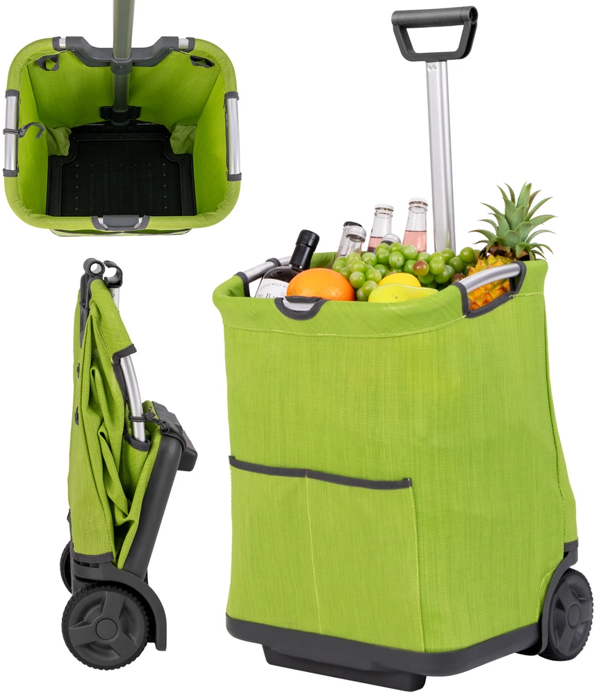 Promotion 50L Sulankstomas Pirkinių Vežimėlis su 3 Krepšiais