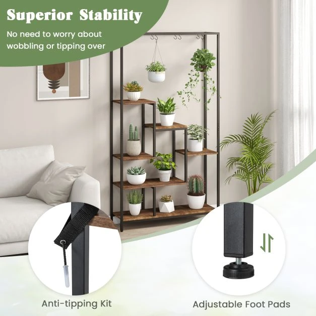 Promotion 6 aukštų augalų stovas 180 cm rudas
