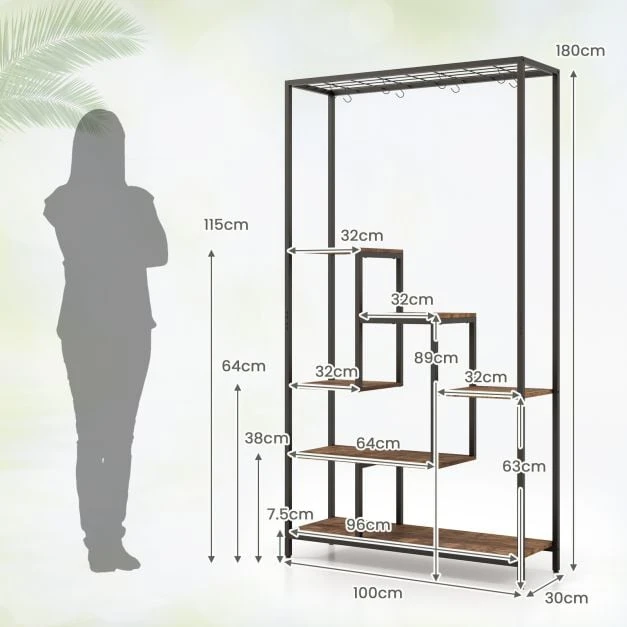 Promotion 6 aukštų augalų stovas 180 cm rudas