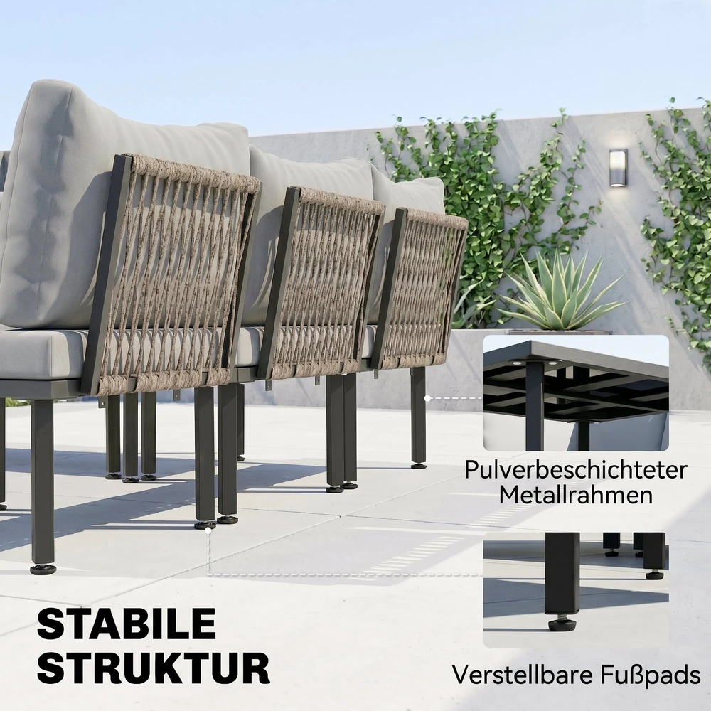 Aosom 6 dalių sodo poilsio baldų komplektas, šviesiai pilkas, juodas