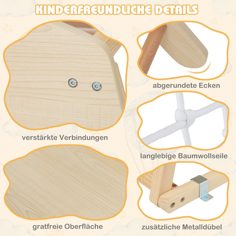 Promotion 6-in-1 medinis vidaus laipiojimo aikštelė su beždžionių skersiniais, natūrali
