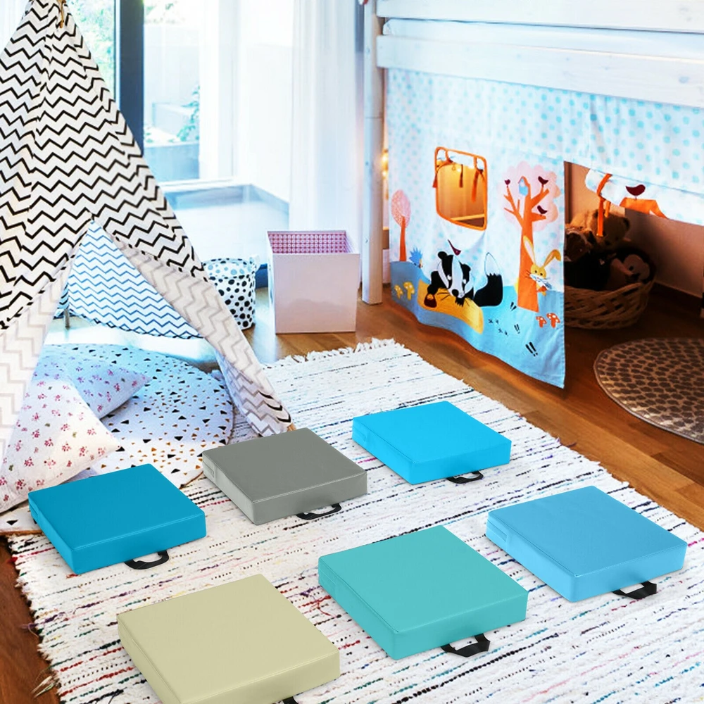 Promotion 6 vnt. 15" kvadratinės minkštos pagalvėlės vaikams su rankenomis mėlynas komplektas