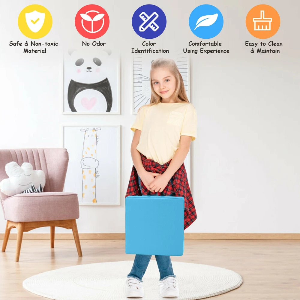 Promotion 6 vnt. 15" kvadratinės minkštos pagalvėlės vaikams su rankenomis mėlynas komplektas