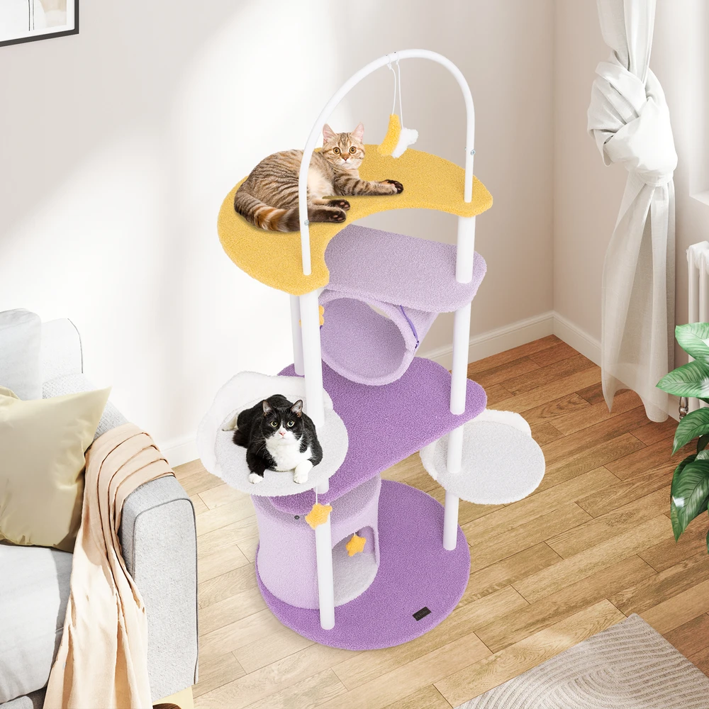 Promotion 62 colių didelis katės bokštas su metaliniu rėmu, violetinis
