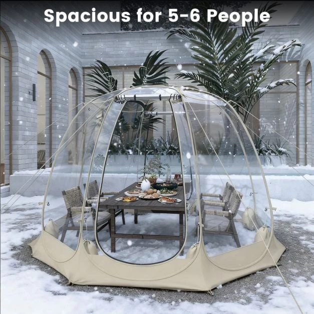 Promotion 630° skaidri PVC burbulinė palapinė 5-6 asmenims