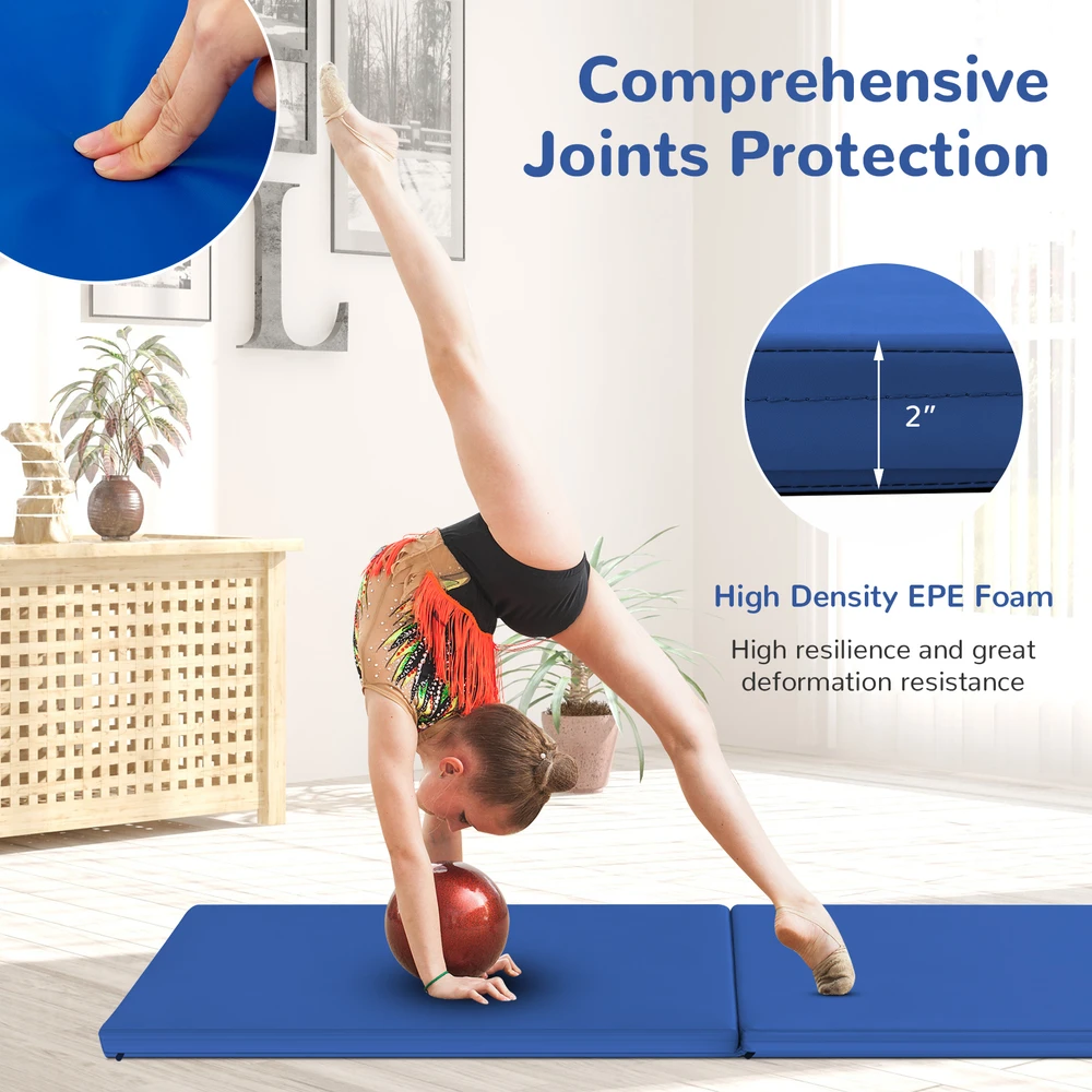 Promotion 6x2 pėdų gimnastikos kilimėlis su rankenomis mėlynas