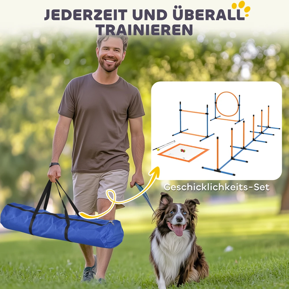 Aosom 7 dalių šunų agility rinkinys, oranžinė ir mėlyna