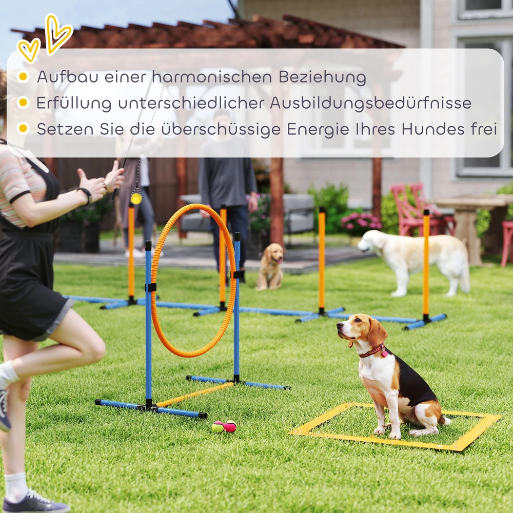 Aosom 7 dalių šunų agility rinkinys, oranžinė ir mėlyna