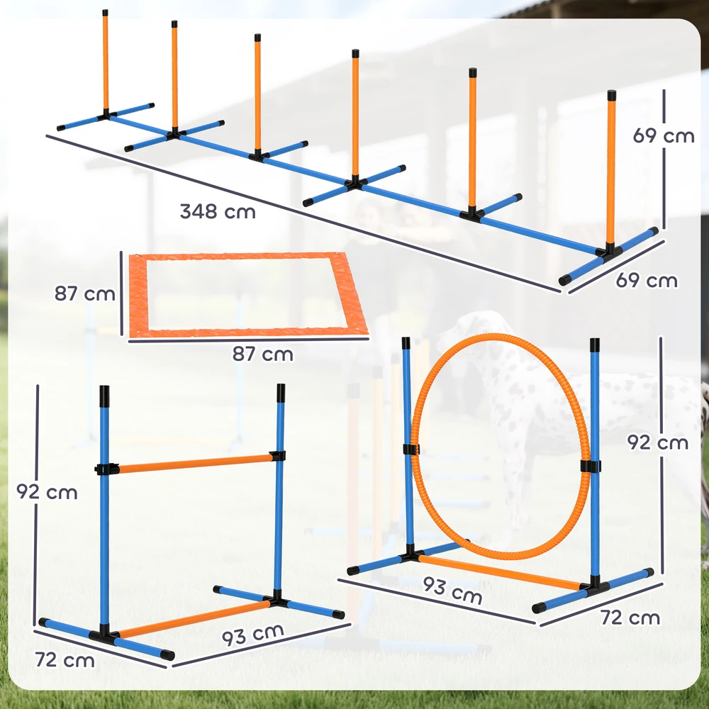Aosom 7 dalių šunų agility rinkinys, oranžinė ir mėlyna