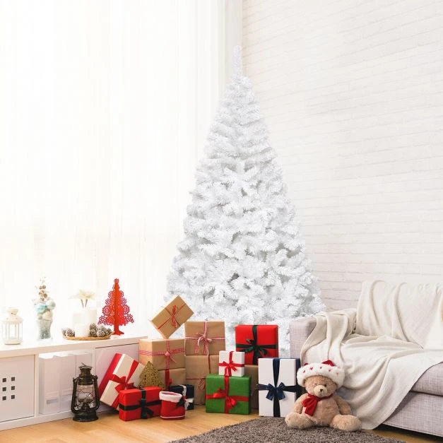 Promotion 7 ft balta dirbtinė PVC kalėdinė eglutė su stovu