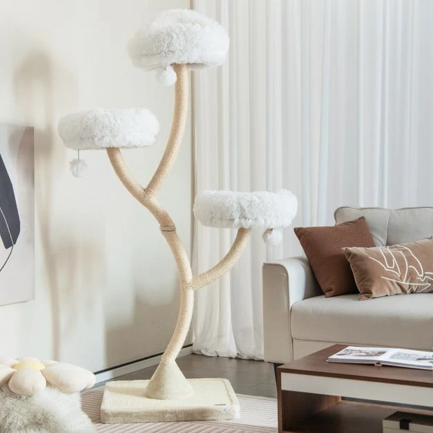 Promotion 70" Aukštas Katės Medis 4 Lygiai, 3 Poilsio Vietos, Kamuoliukai-Bėrnas