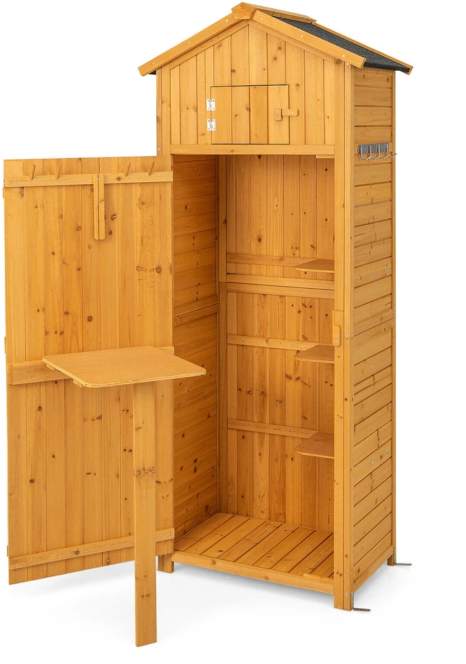 Promotion 71" aukštas sodo įrankių spintelė su užrakinamomis durimis ir sulankstomu stalu