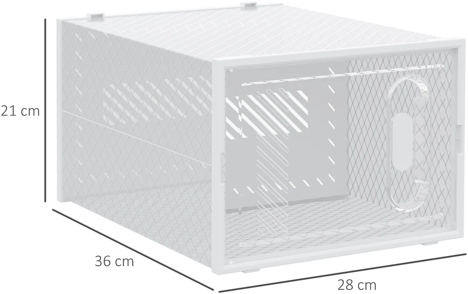 Aosom 8 dalių batų spinta, sukraunamos batų dėžės su magnetinėmis durelėmis, plastikas, skaidri/balta, 112 x 36 x 42 cm