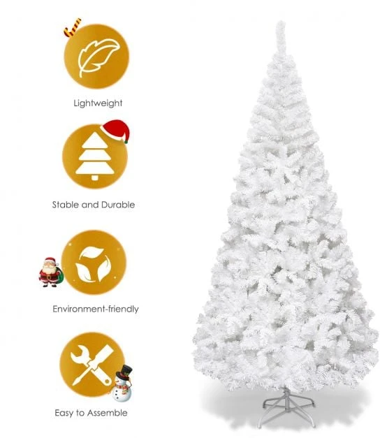 Promotion 8 ft balta dirbtinė PVC kalėdinė eglutė su stovu