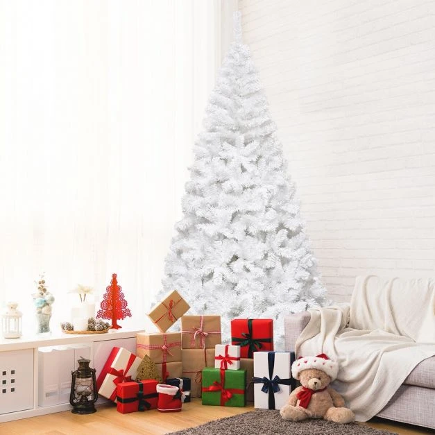 Promotion 8 ft balta dirbtinė PVC kalėdinė eglutė su stovu