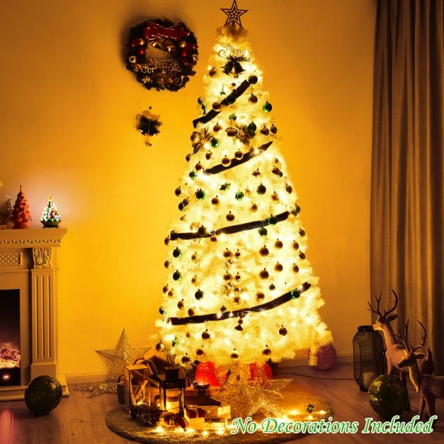 Promotion 8 ft balta dirbtinė PVC kalėdinė eglutė su stovu