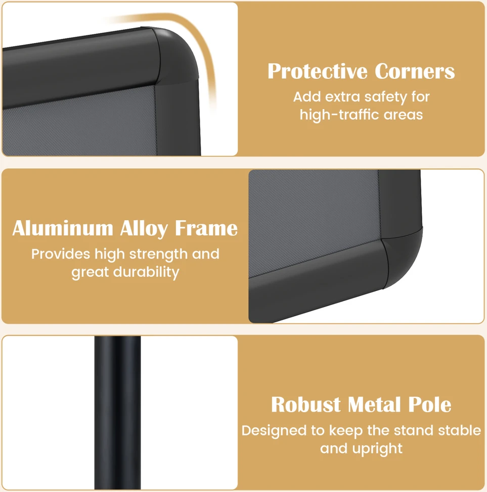 Promotion 8.5 x 11 colių stendas su užsukamu rėmu ir 360° pasukimu, juodas