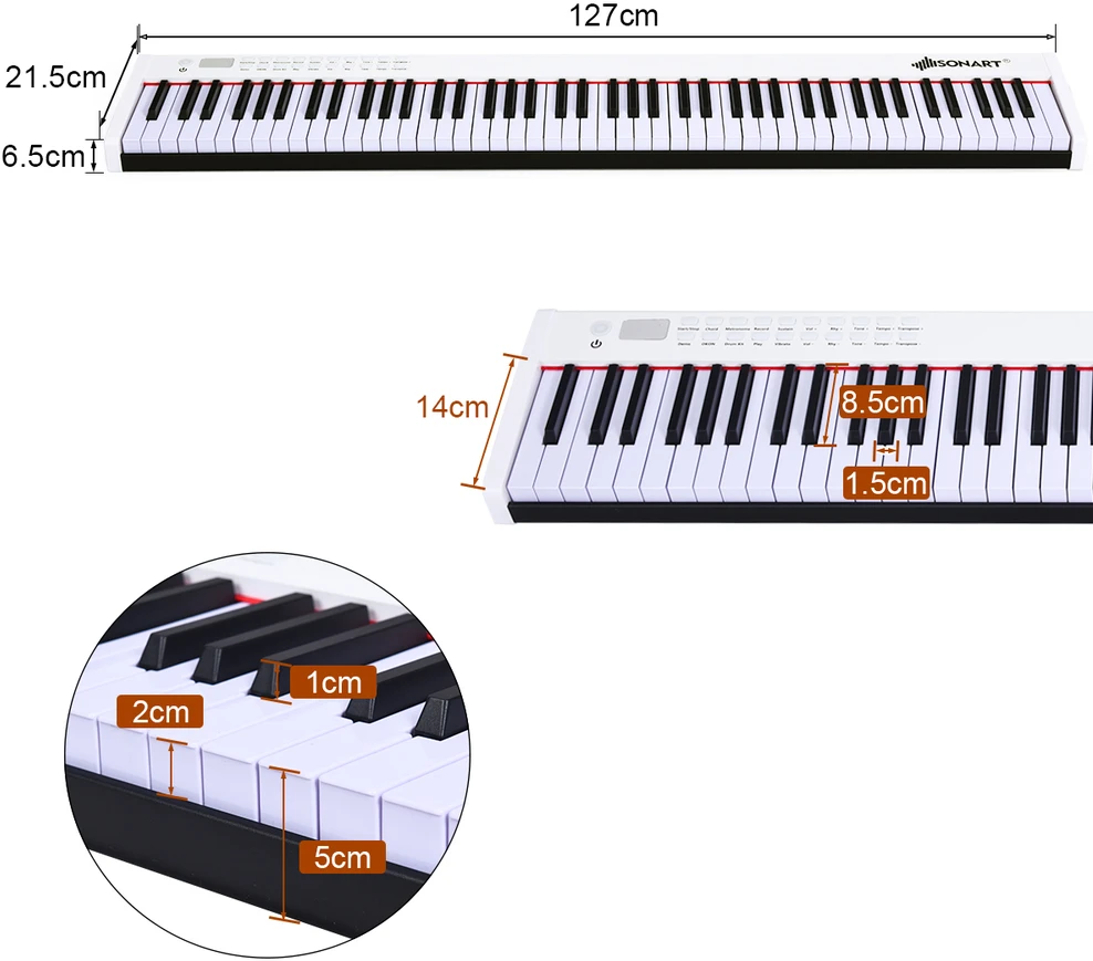 Promotion 88 klavišų skaitmeninis pianinas baltas