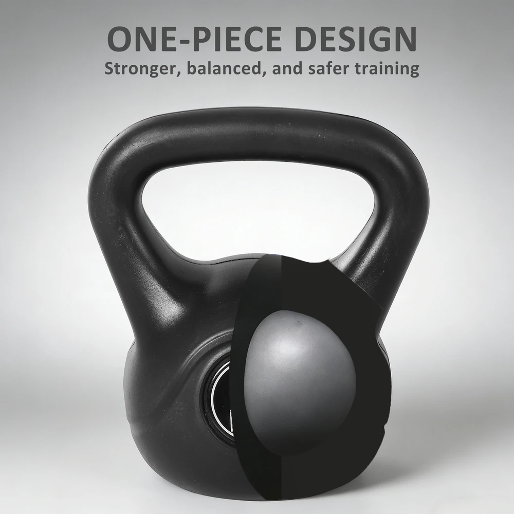 Virdulys Aosom 8kg kettlebell, juoda, plastikas ir smėlis