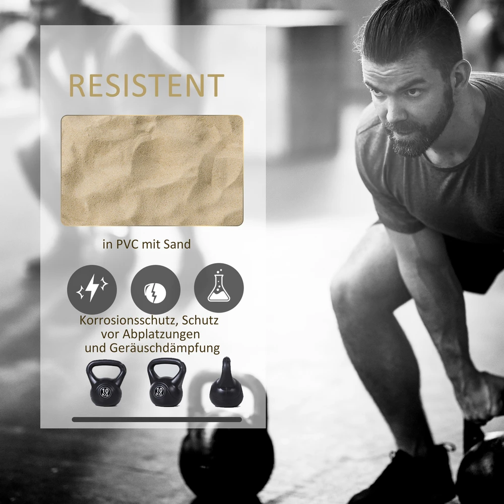 Virdulys Aosom 8kg kettlebell, juoda, plastikas ir smėlis