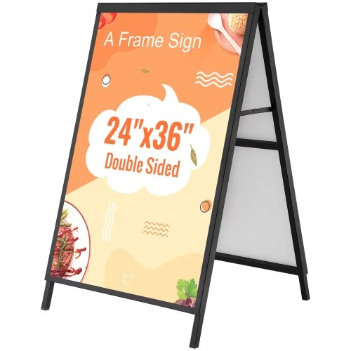 VEVOR A formos šaligatvio reklaminis stendas HS-H36, dvipusis, plieno, 61 x 91 cm