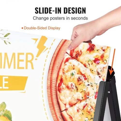 VEVOR A formos šaligatvio reklaminis stendas HS-H36, dvipusis, plieno, 61 x 91 cm