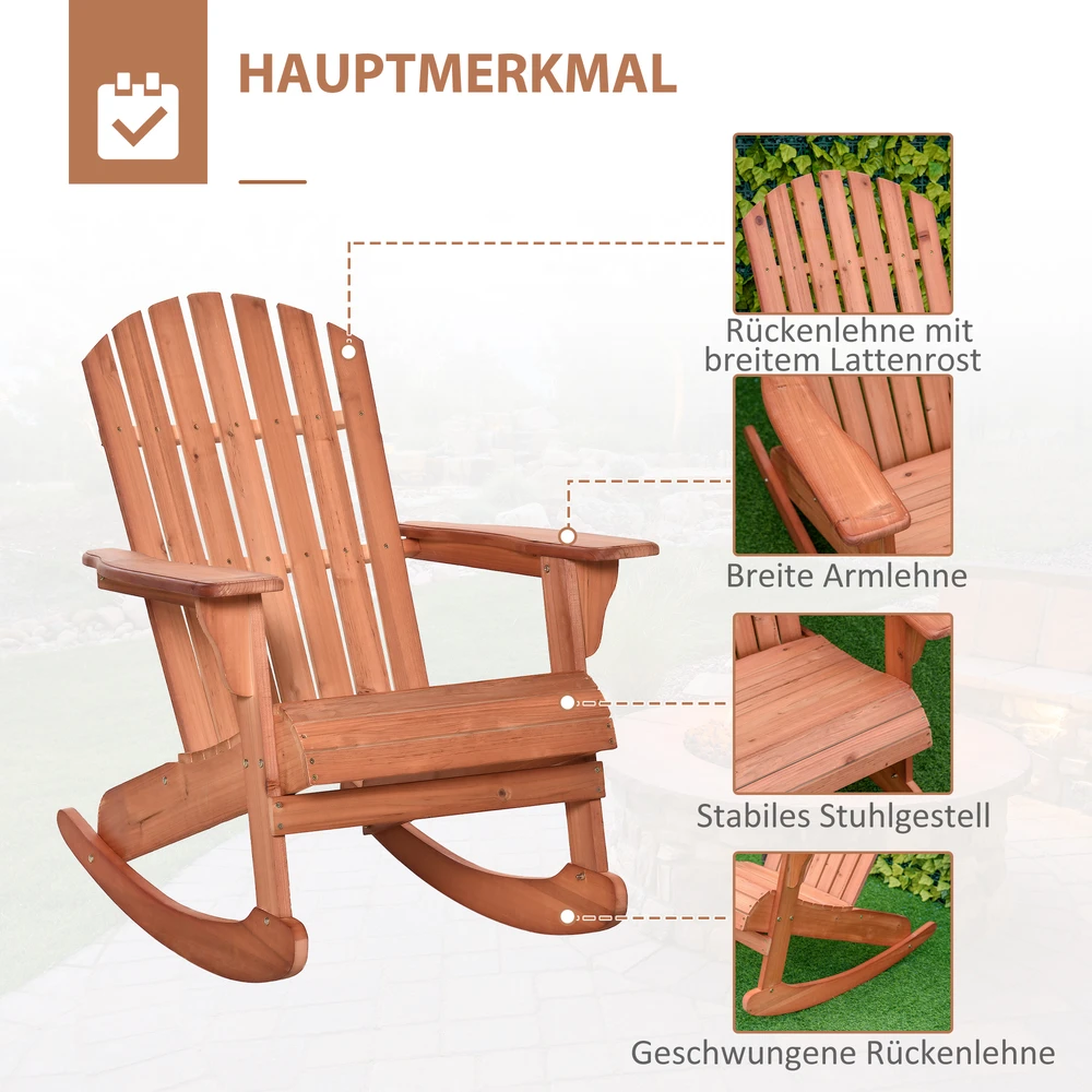 Aosom Adirondack supamasis sodo krėslas, natūrali spalva, 77 x 94 x 97 cm