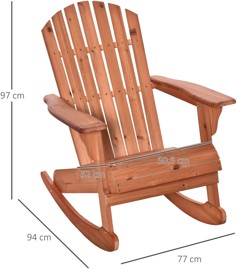 Aosom Adirondack supamasis sodo krėslas, natūrali spalva, 77 x 94 x 97 cm