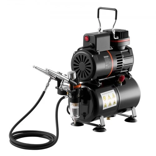 VEVOR Aerografo rinkinys su kompresoriumi TC-20B, 120 W, 3 dvigubo veikimo aerografai, 35 x 19 x 41 cm
