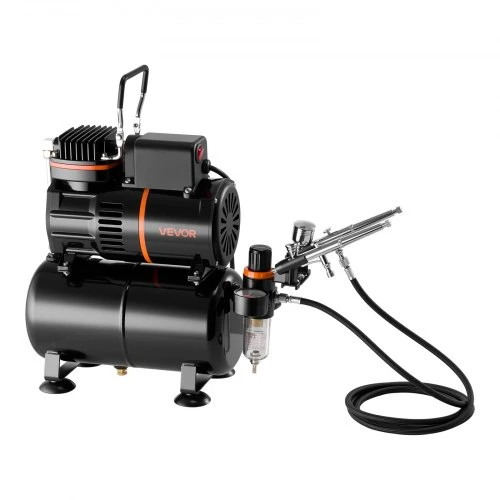 VEVOR Aerografo rinkinys su kompresoriumi TC-20B, 120 W, 3 dvigubo veikimo aerografai, 35 x 19 x 41 cm