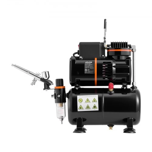 VEVOR Aerografo rinkinys su kompresoriumi TC-20B, 120 W, 3 dvigubo veikimo aerografai, 35 x 19 x 41 cm