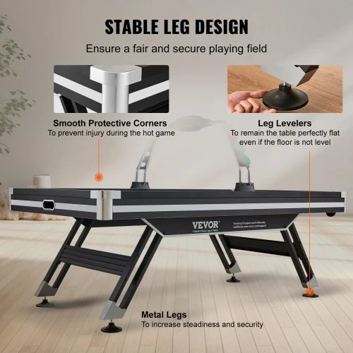 Koduva Air hockey stalas VEVOR, LED, 236 x 135 x 18 cm, su 2 rituliais ir 2 stūmikliais
